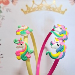 Комплект от 2 диадеми с Еднорог в жълто и цикламено