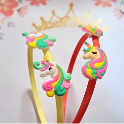 Комплект от 2 диадеми с Еднорог в жълто и корал