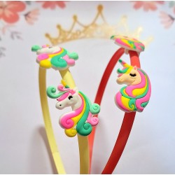 Комплект от 2 диадеми с Еднорог в жълто и корал Комплект от 2 диадеми с Еднорог в жълто и корал
