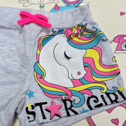 Детски къси панталони в сиво с еднорог