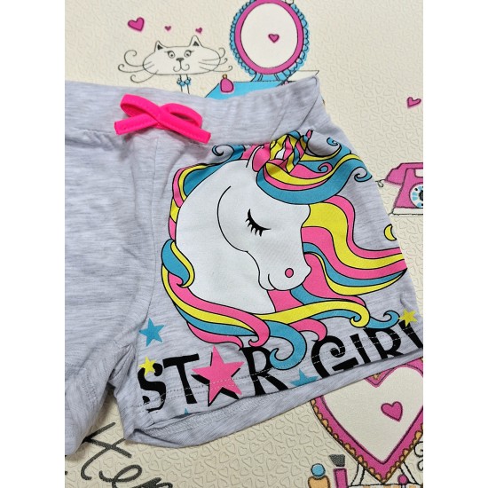 Детски къси панталони в сиво с еднорог