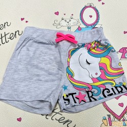 Детски къси панталони в сиво с еднорог Детски къси панталони в сиво с еднорог
