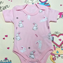 Бебешко розово боди с къс ръкав ,,Зайчета