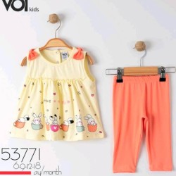 Бебешки летен комплект в жълто и оранжево Зайчета Бебешки летен комплект в жълто и оранжево Зайчета