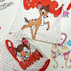 Детски летен комплект в бяло и червено ,,БАМБИ