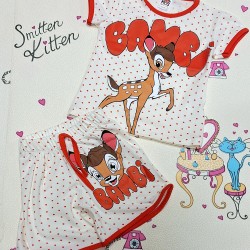 Детски летен комплект в бяло и червено ,,БАМБИ