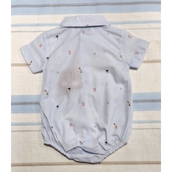 Бебешко светло синьо боди риза с яка и къс ръкав