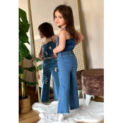 Разкошен дънков комплект с дънки и топ с презрамки Мини Маус Разкошен дънков комплект с дънки и топ с презрамки Мини Маус