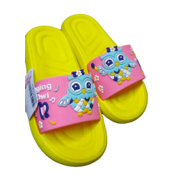 Детски джапанки в розово и жълто с бухал