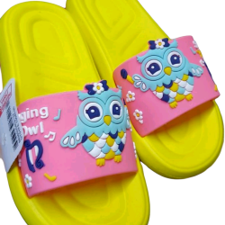 Детски джапанки в розово и жълто с бухал