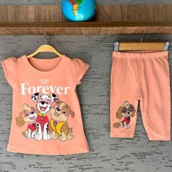 Детски летен комплект в прасковено розово с кучетата от Пес Патрул