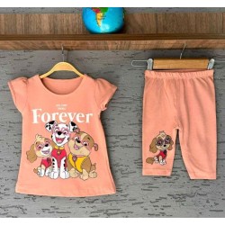 Детски летен комплект в прасковено розово с кучетата от Пес Патрул Детски летен комплект в прасковено розово с кучетата от Пес Патрул