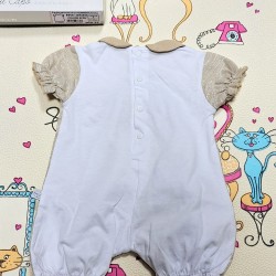 Луксозен италиански ромпър/гащеризон в тъмно бежово със златиста нишка в кутия