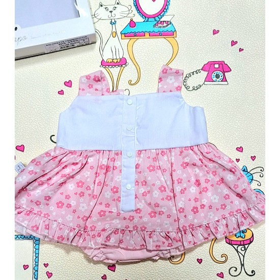 Луксозна италианска боди рокля с презрамки в бяло и розово в кутия