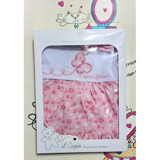 Луксозна италианска боди рокля с презрамки в бяло и розово в кутия