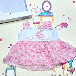 Луксозна италианска боди рокля с презрамки в бяло и розово в кутия