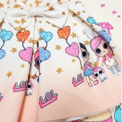 Детска пола в бяло и праскова с куклите ЛОЛ Детска пола в бяло и праскова с куклите ЛОЛ