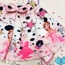 Детска пола с Елза и Ана в розово и бяло Детска пола с Елза и Ана в розово и бяло