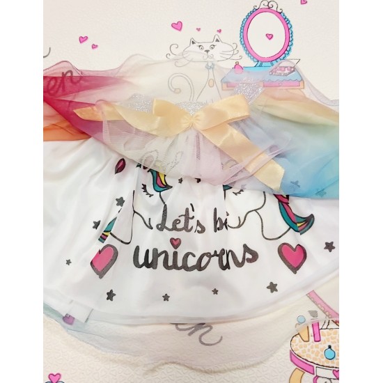 Детска пола от разноцветен тюл с Еднорог Детска пола от разноцветен тюл с Еднорог