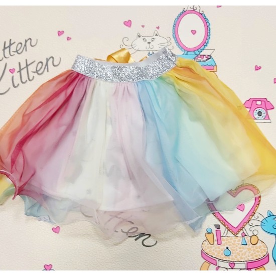 Детска пола от разноцветен тюл с Еднорог Детска пола от разноцветен тюл с Еднорог