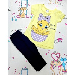 Детски летен комплект в жълто с клинче ,,Пиленце Детски летен комплект в жълто с клинче ,,Пиленце