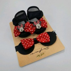 Комплект бебешки обувки и лента за коса Мини Маус 0м-9м