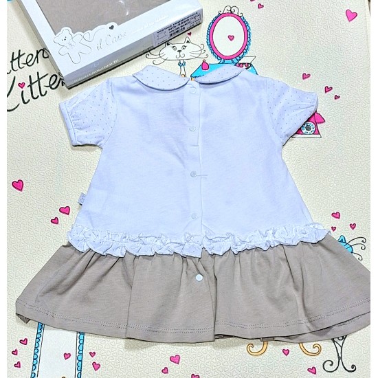 Луксозна италианска рокля в бяло и бежово в кутия