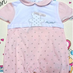 Луксозен италиански летен ромпър в розово и бяло в кутия