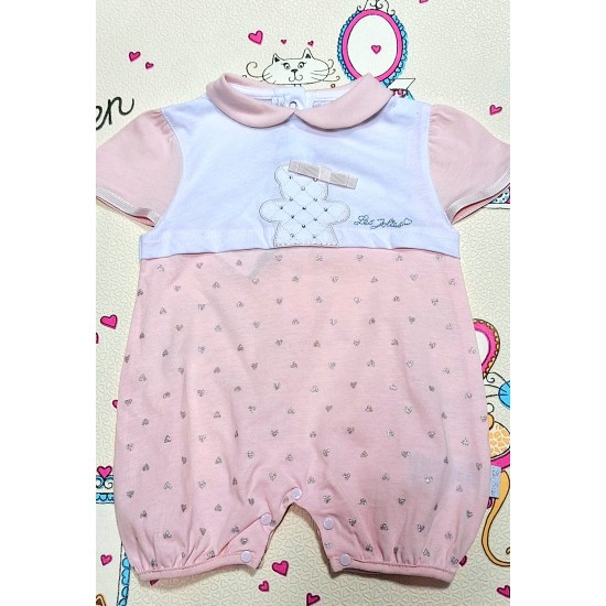 Луксозен италиански летен ромпър в розово и бяло в кутия