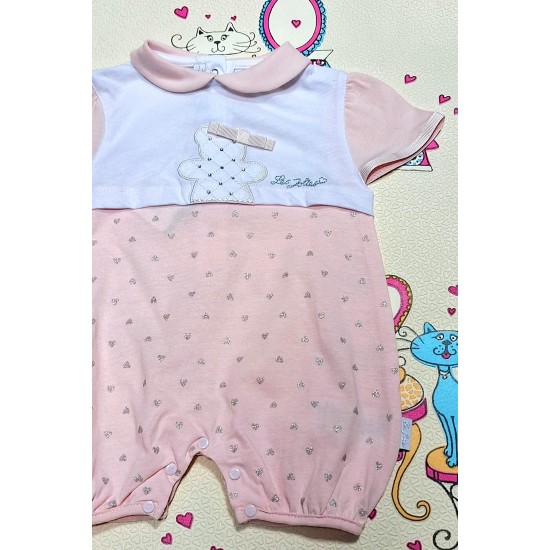 Луксозен италиански летен ромпър в розово и бяло в кутия