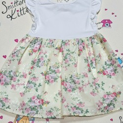 Красива лятна детска рокля в жълто и бяло  Цветен букет