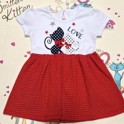 Детска лятна рокля в бяло и червено на точки КОТЕТА Детска лятна рокля в бяло и червено на точки КОТЕТА