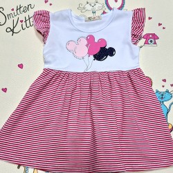 Детска лятна рокля в бяло и розово райе с балони