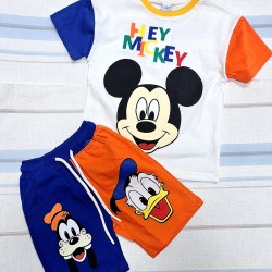 Детски летен комплект с Мики Маус и Доналд с къси панталони Детски летен комплект с Мики Маус и Доналд с къси панталони