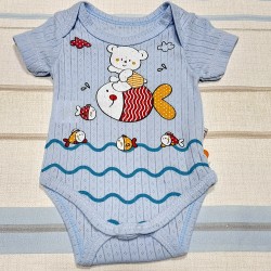 Бебешко дишащо боди в синьо с рибка Бебешко дишащо боди в синьо с рибка