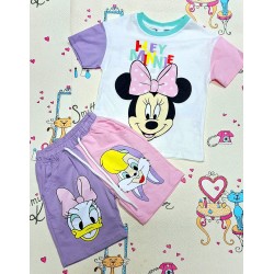 Детски летен комплект с Мини Маус и Дейзи с къси панталонки