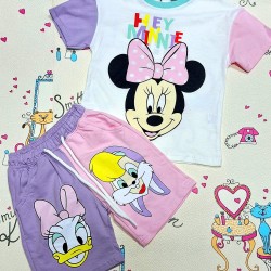 Детски летен комплект с Мини Маус и Дейзи с къси панталонки Детски летен комплект с Мини Маус и Дейзи с къси панталонки