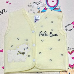 Бебешки елек в жълто с бяло мече Бебешки елек в жълто с бяло мече