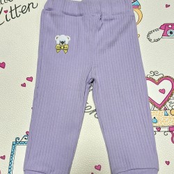 Детски памучен клин в лилаво с мече Детски памучен клин в лилаво с мече