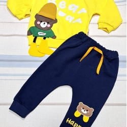 Детски комплект с мече с 3д ботушки в жълто Детски комплект с мече с 3д ботушки в жълто