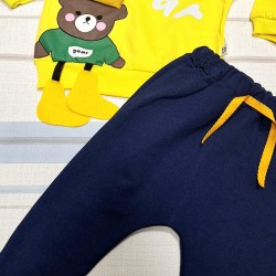 Детски комплект с мече с 3д ботушки в жълто