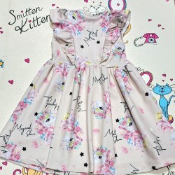 Детска лятна рокля в бежово с Еднорози