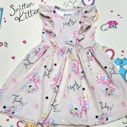 Детска лятна рокля в бежово с Еднорози Детска лятна рокля в бежово с Еднорози