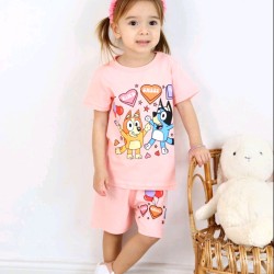 Детски летен комплект в розово с Блуи и Бинго