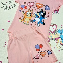 Детски летен комплект в розово с Блуи и Бинго