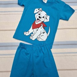 Детски летен памучен комплект в синьо Далматинец Детски летен памучен комплект в синьо Далматинец