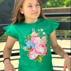 Детска лятна блуза в зелено РОЗИ Детска лятна блуза в зелено РОЗИ