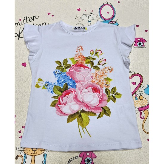 Детска лятна блуза в бяло РОЗИ Детска лятна блуза в бяло РОЗИ