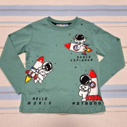 Детска блуза в зелено  Космонавти и ракети