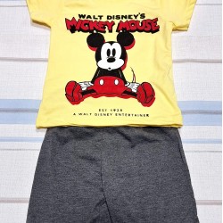 Детски летен комплект с Мики Маус с жълта тениска